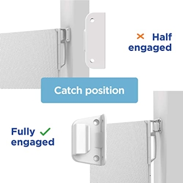 Retractable Baby Gate Perma Child Safety 33" Tall x 55” Wide, Mesh, for Stairs, Doorways, Dogs, Pets, Indoor, Outdoor, One-Handed Operation, Locking, Easy Install, Hardware Mount, Gray