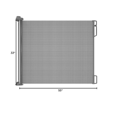 Retractable Baby Gate Perma Child Safety 33" Tall x 55” Wide, Mesh, for Stairs, Doorways, Dogs, Pets, Indoor, Outdoor, One-Handed Operation, Locking, Easy Install, Hardware Mount, Gray