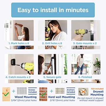 Retractable Baby Gate Perma Child Safety 33" Tall x 55” Wide, Mesh, for Stairs, Doorways, Dogs, Pets, Indoor, Outdoor, One-Handed Operation, Locking, Easy Install, Hardware Mount, Gray