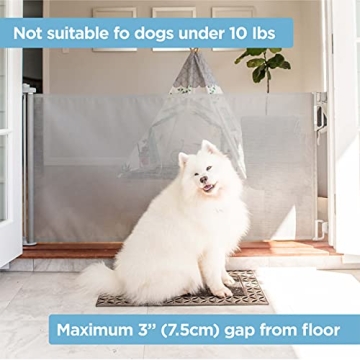Retractable Baby Gate Perma Child Safety 33" Tall x 55” Wide, Mesh, for Stairs, Doorways, Dogs, Pets, Indoor, Outdoor, One-Handed Operation, Locking, Easy Install, Hardware Mount, Gray