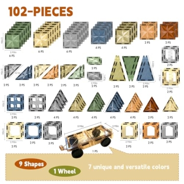 Fodoss Magnetic Tiles Set 102pcs - Creative STEM Toy for Kids
