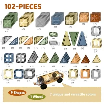 Fodoss Magnetic Tiles Set 102pcs - Creative STEM Toy for Kids