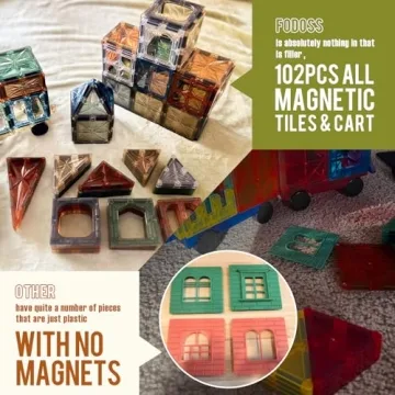 Fodoss Magnetic Tiles Set 102pcs - Creative STEM Toy for Kids