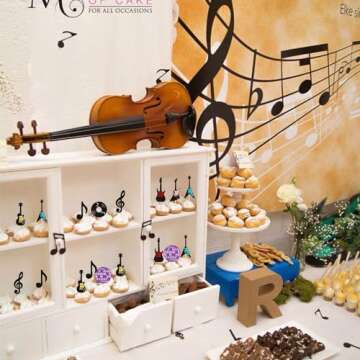 24PCS Glitter Music Notes Cupcake Toppers for Parties