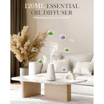 120ML Ultrasonic Essential Oil Diffuser,USB Aromatherapy Diffuser with 3 Timer Settings, Quiet Opera...