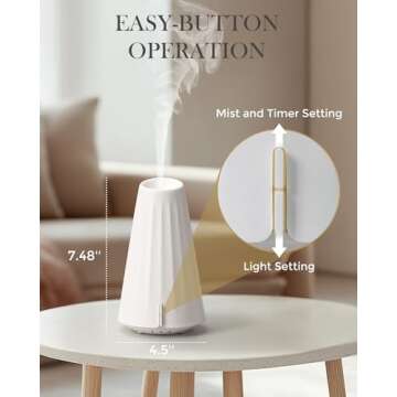 120ML Ultrasonic Essential Oil Diffuser,USB Aromatherapy Diffuser with 3 Timer Settings, Quiet Operation, Sleep Helper & Dimmable Night Light for Large Room, Home, Office, Studio,Yoga & Sleep Spaces
