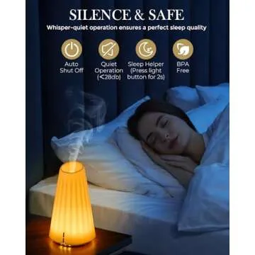 120ML Ultrasonic Essential Oil Diffuser,USB Aromatherapy Diffuser with 3 Timer Settings, Quiet Operation, Sleep Helper & Dimmable Night Light for Large Room, Home, Office, Studio,Yoga & Sleep Spaces