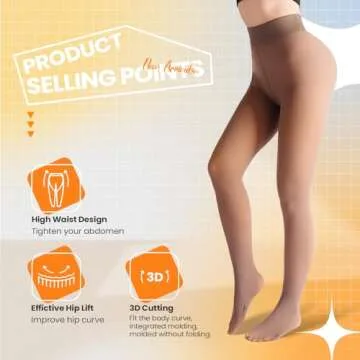 Caprilite 2 Pairs Women Fleece Lined Tights - High Waist Sheer Leggings