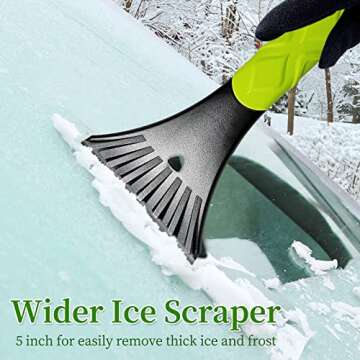 SEAAES 4 in 1 Ice Scraper and Snow Brush with Squeegee, Extendable Snow Shovel with Foam Grip for Car Windshield Window SUV Truck