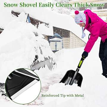 SEAAES 4 in 1 Ice Scraper and Snow Brush with Squeegee, Extendable Snow Shovel with Foam Grip for Car Windshield Window SUV Truck