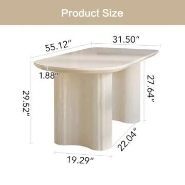Miuuod 55.1" Cream White Dining Table - Stylish, Easy Assembly, Space-Saving Solution