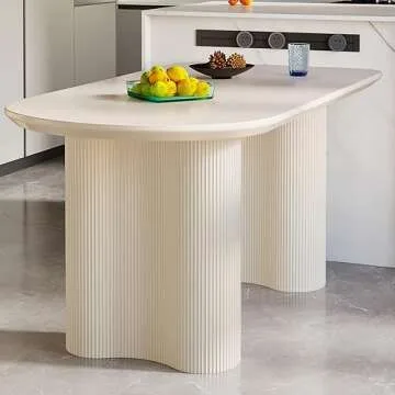 Miuuod 55.1" Cream White Dining Table for Small Spaces