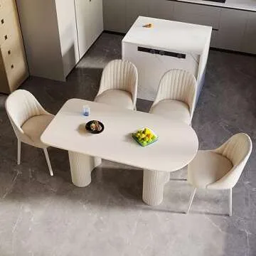 Miuuod 55.1" Cream White Dining Table for Small Spaces