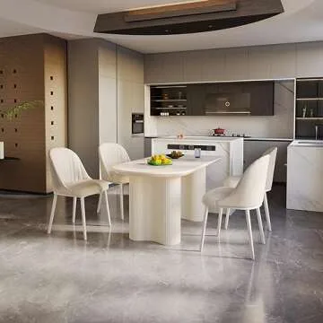 Miuuod 55.1" Cream White Dining Table for Small Spaces