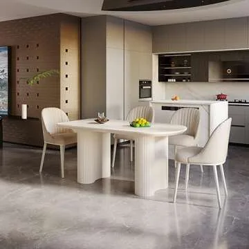 Miuuod 55.1" Cream White Dining Table for Small Spaces