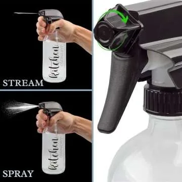 Cornucopia Brands Cleaning Spray Bottles Set, Glass (Set of 4, 16-Ounce); Refillable Trigger Sprayers w/Mist/Stream Settings and Farmhouse Script