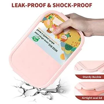 MISS BIG® Bento Box,Bento Box for Kids,Lunch Box Kids,Ideal Leakproof Kids Lunch Box,Lunch Containers No BPAs and Chemical Dyes,M/W,D/W & Fridge Safe(1150ml Pink)