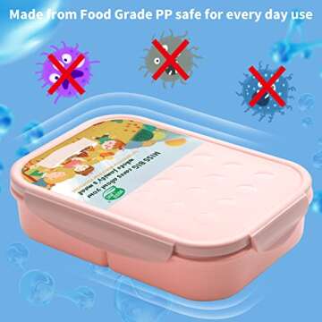 MISS BIG® Bento Box,Bento Box for Kids,Lunch Box Kids,Ideal Leakproof Kids Lunch Box,Lunch Containers No BPAs and Chemical Dyes,M/W,D/W & Fridge Safe(1150ml Pink)