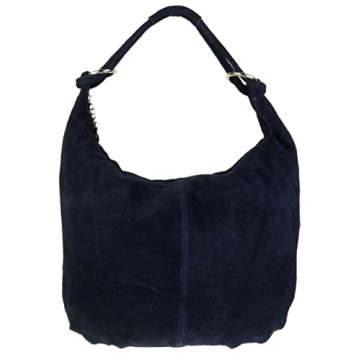 Stylish Genuine Leather Hobo Bag - Italian Suede, Perfect Size for Daily Use