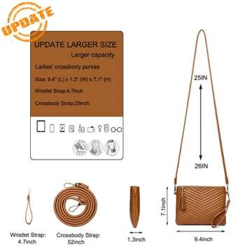 LYPULY Small Crossbody Bags for Women, Trendy Vegan Leather Shoulder Purses, Clutch Wallet with Wris...