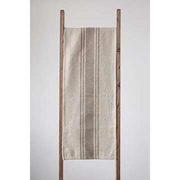 Creative Co-Op Canvas Table Runner with Khaki Stripes
