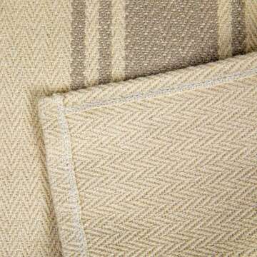 Creative Co-Op Canvas Table Runner with Khaki Stripes