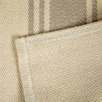 Creative Co-Op Canvas Table Runner with Khaki Stripes