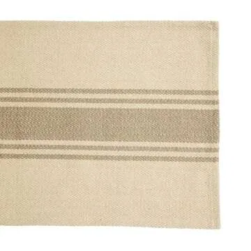Creative Co-Op Canvas Table Runner with Khaki Stripes