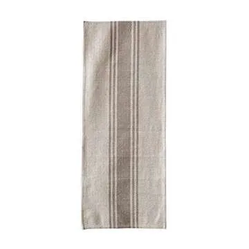 Creative Co-Op Canvas Table Runner with Khaki Stripes