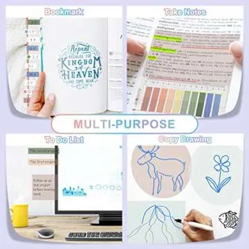 Transparent Sticky Notes, 1000 Sheets Clear Sticky Notes Pads with Pen, Waterproof Self-Stick Translucent Sticky Notes Tabs Set for Annotation Books, Bible Journaling Study Office School Supplies