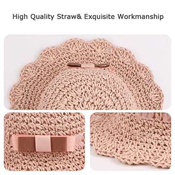 Baby Girl Straw Hat Outdoor Baby Sun Protection Hats Summer Bowknot Beach Cap for Infant Toddler Girls