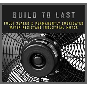 iLiving Wall Mounted Variable 14 Inches Speed Indoor/Outdoor Weatherproof Fan, Industrial grade for ...