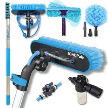 IGADPole 24 FT (7m) Window Cleaning Kit, Window Washing Cleaner Equipment Kit – Squeegee, Scrubber...