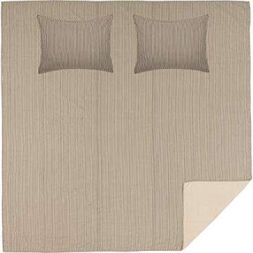 VHC Brands Sawyer Mill Ticking Stripe Queen Quilt Set, Charcoal Gray