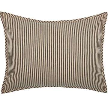 VHC Brands Sawyer Mill Ticking Stripe Queen Quilt Set, Charcoal Gray