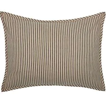 VHC Brands Sawyer Mill Ticking Stripe Queen Quilt Set, Charcoal Gray