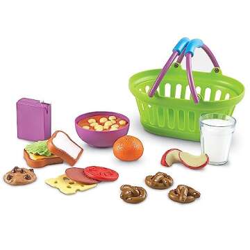 Learning Resources New Sprouts Lunch Basket: 18-Piece Pretend Play Food Set for Kids