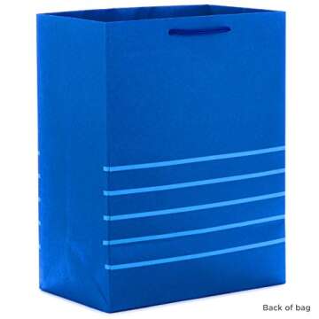 Hallmark 11" Large Blue Gift Bag Bundle (Pack of 3) for Birthdays, Graduations, Father's Day, Baby Showers, Bridal Showers