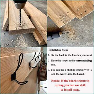 Hajoyful Rustic Entryway Hooks-6 Pack Farmhouse Hooks with Metal Screws Included, Black Decorative Wall Mounted Rustic Coat Hooks Rack, Double Vintage Organizer Hanging Wire Hook Clothes Hanger