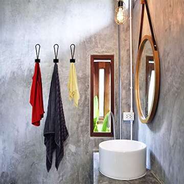 Hajoyful Rustic Entryway Hooks-6 Pack Farmhouse Hooks with Metal Screws Included, Black Decorative Wall Mounted Rustic Coat Hooks Rack, Double Vintage Organizer Hanging Wire Hook Clothes Hanger