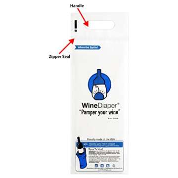 Wine Diaper - Reusable, Protective and Absorbent Wine Bottle Bags for Travel (3 pack) Made in the USA