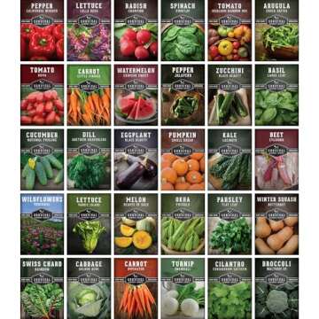 Survival Garden Seeds Home Garden Collection - 30 Pack with 18,500+ Non-GMO Heirloom Vegetable, Frui...