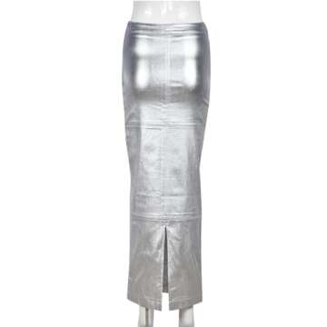 LEOROO Women's Trendy High Waisted A Line Maxi Skirt