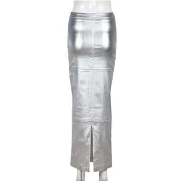 LEOROO Women's Trendy High Waisted A Line Maxi Skirt