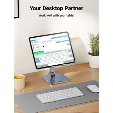 UGREEN Tablet Stand Compatible for iPad Desk Stand Holder Adjustable Aluminum Thicker Base Compatibl...