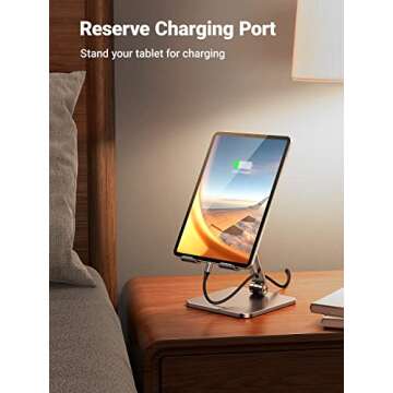 UGREEN Tablet Stand Compatible for iPad Desk Stand Holder Adjustable Aluminum Thicker Base Compatible with iPad Pro Air Mini 13 12.9 11 Inch Home Office Desk Accessories Grey