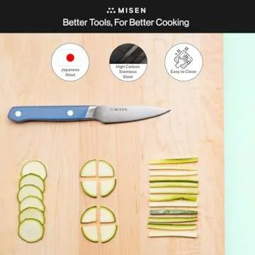 Misen Paring Knife – Precision Kitchen Knife with High-Carbon Stainless Steel Blade – Ergonomic Handle for Peeling, Trimming, and Slicing – Lightweight, Versatile Tool for All Culinary Tasks - Blue