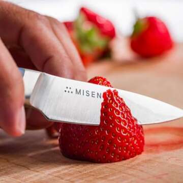 Misen Paring Knife – Precision Kitchen Knife with High-Carbon Stainless Steel Blade – Ergonomic Handle for Peeling, Trimming, and Slicing – Lightweight, Versatile Tool for All Culinary Tasks - Blue