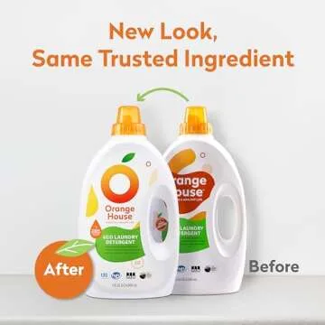 Orange House Liquid Laundry Detergent, Free and Clear, Natural Clean Laundry Detergent, Made of Orange Oil, Hypoallergenic Liquid Detergent No Harmful Chemical, 135.3 Fl Oz, HE & Standard Machine