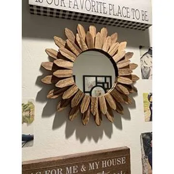 Honiway 12 Inch Rustic Wood Mirror for Stylish Decor